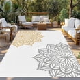thumbnail image 2 of 5' x 8' Outdoor Rug, Boho Gray Beige Floral Outdoor Washable Rug Large Floor Carpet, Retro Abstract Art Flowers Non Shedding Area Rug for Outside Patio RV Porch Deck Balcony Camping Living Room, 2 of 9