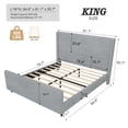 thumbnail image 3 of 50.7"High headboard platform king bed frames,corduroy upholstered bed frame with wingback and high footboard, 3 of 9