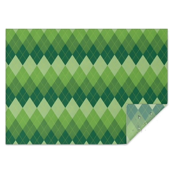 Green Argyle Pattern Rectangle Tablecloth 60"x84",Waterproof Polyester Rectangle Table Cloth, Wipeable Spillproof Polyester Tablecloth for Dining, Camping, Indoor and Outdoor