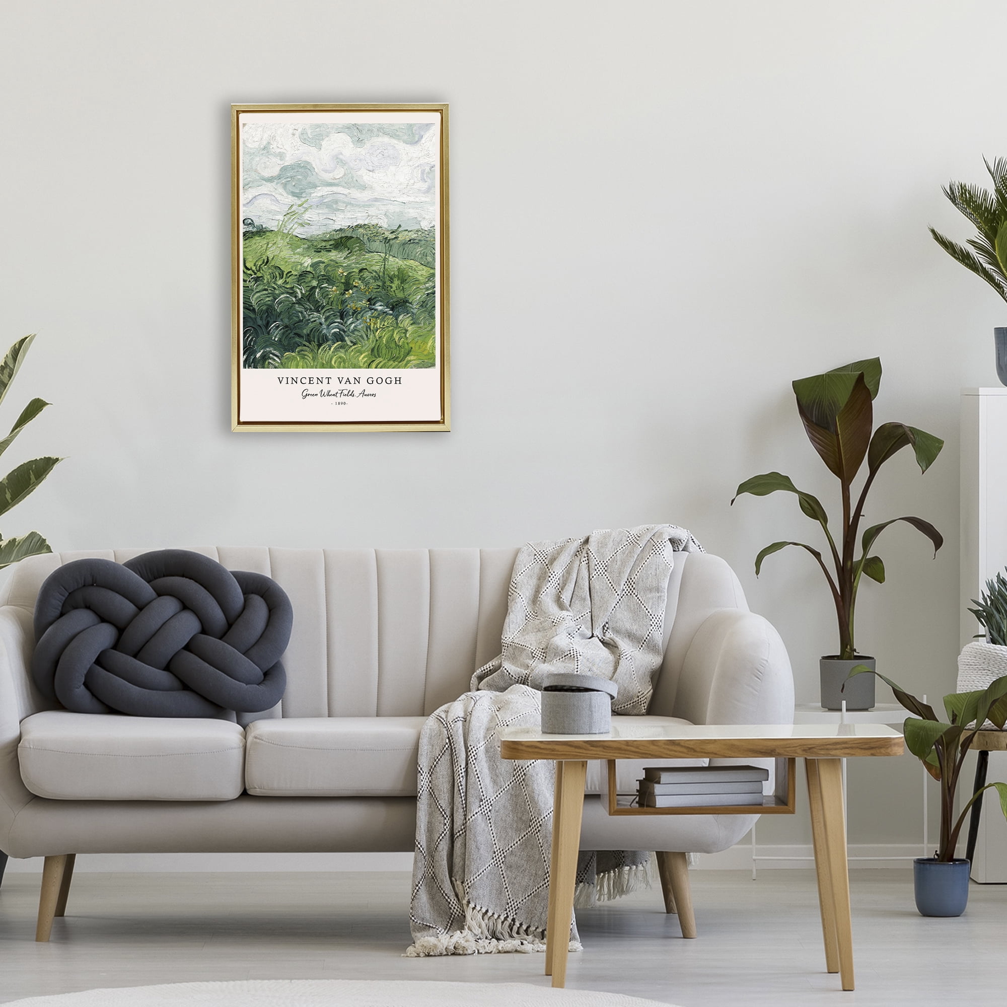 Stupell Industries Classic Green Wheat Fields Gold Framed Floater Canvas Wall Art, design by Vintage Hustle