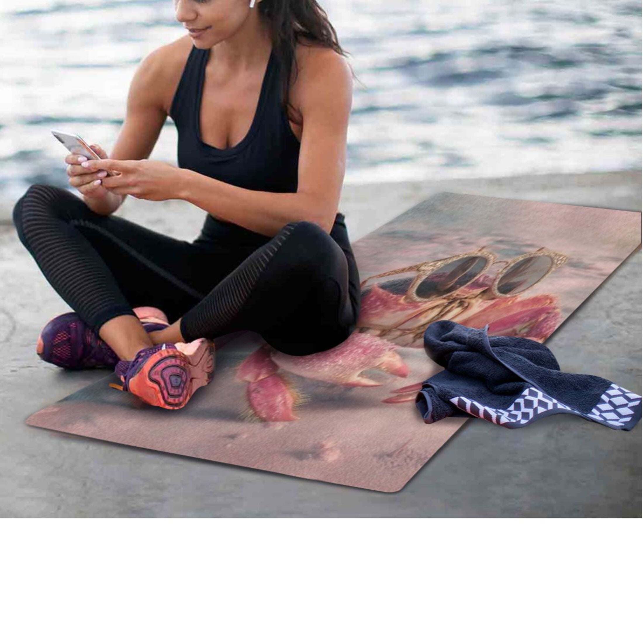 BZSMCE Yoga Mat Women Fitness Mat Sleek Glass Crab Pattern