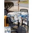 thumbnail image 4 of Outdoor Tablecloth with Umbrella Hole and Zipper, Blue Christmas Square Table Cloth 60x60 Inch Waterproof Tablecloth, Snowman Xmas Tree Balls Snowflake Vintage Picnic Table Cover for Patio Camping, 4 of 7
