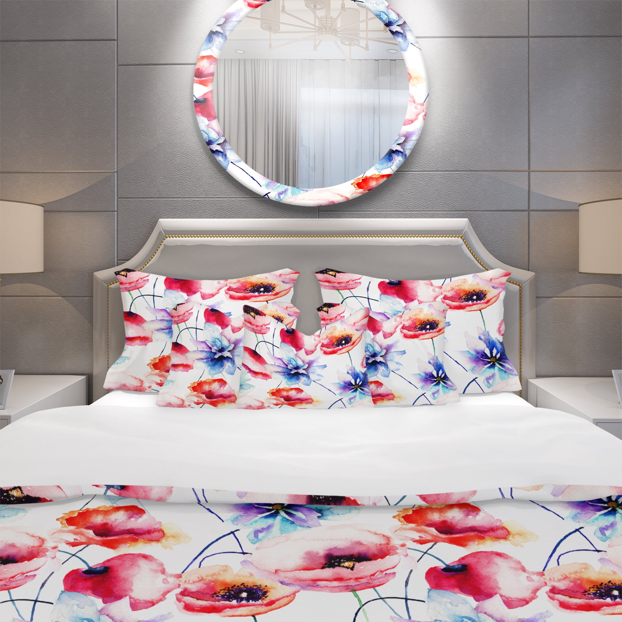 Designart 'Contempoary Colorful Flowers' Modern & Contemporary Duvet Cover Set