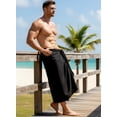 thumbnail image 3 of HAPPY BAY Men's Bath Trunk Casual Sarong Long Pareo Beach Wrap One Size Coal, Solid Summer Vacation Party, 3 of 5