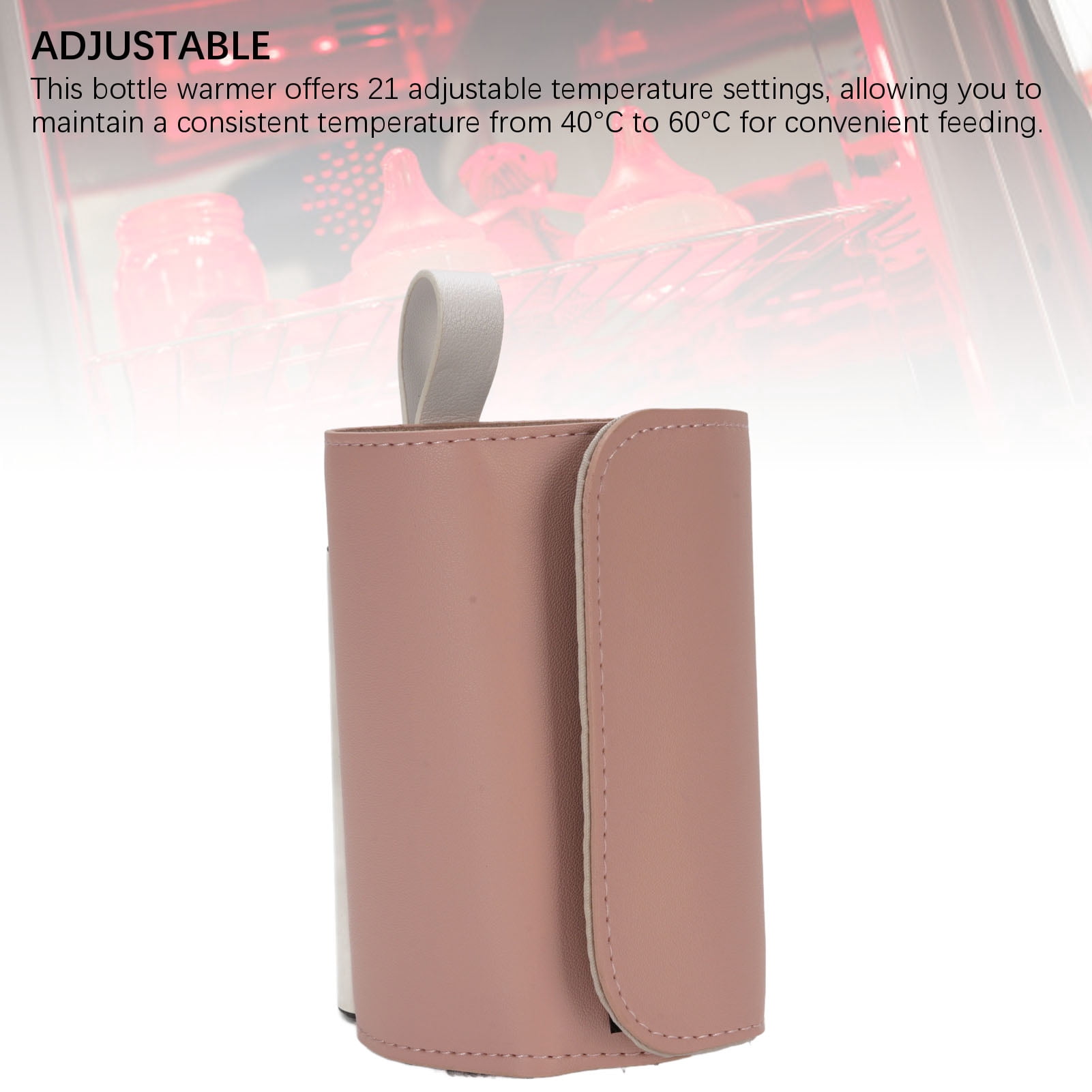 Nieyigj Portable Baby Bottle Warmer with 21 Temperature Settings 5800mAh Battery USB Charging Insulated Cover Fast Milk Warmer for Travel and Outdoors Pink