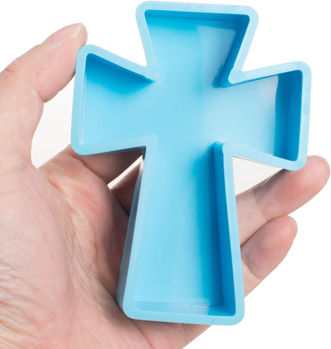 FRESHIE MOLDS Cross Car Freshie Mold, Large Silicone Epoxy Resin Mold For Car Freshener Aroma Beads, Wax Melts, Soap, Candle Making, And Clay Crafts, Cross Shape