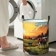 thumbnail image 4 of Lsque Oil Painting Style Pasture Cow pattern Laundry Hamper Basket, Tall Woven Rope Hamper Basket for Clothes, Lightweight Storage Basket, Collapsible Waterproof-Small, 4 of 8
