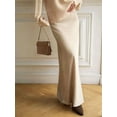 thumbnail image 2 of Women'S Satin High Waisted Maxi Skirts Hidden Zip A Line Long Skirt Beige M, 2 of 5