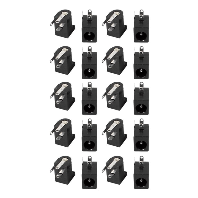 Conector de enchufe de corriente de CC hembra de 5.5x2.1mm con 20 piezas y 3 pines para montaje en PCB DC-005