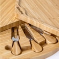 thumbnail image 3 of BlauKe® Bamboo Cheese Board and Knife Set – 14 inch Round Charcuterie Board, Serving Tray, Platter, Wood Cheese Board Set with Slide-Out Drawer, 3 of 16