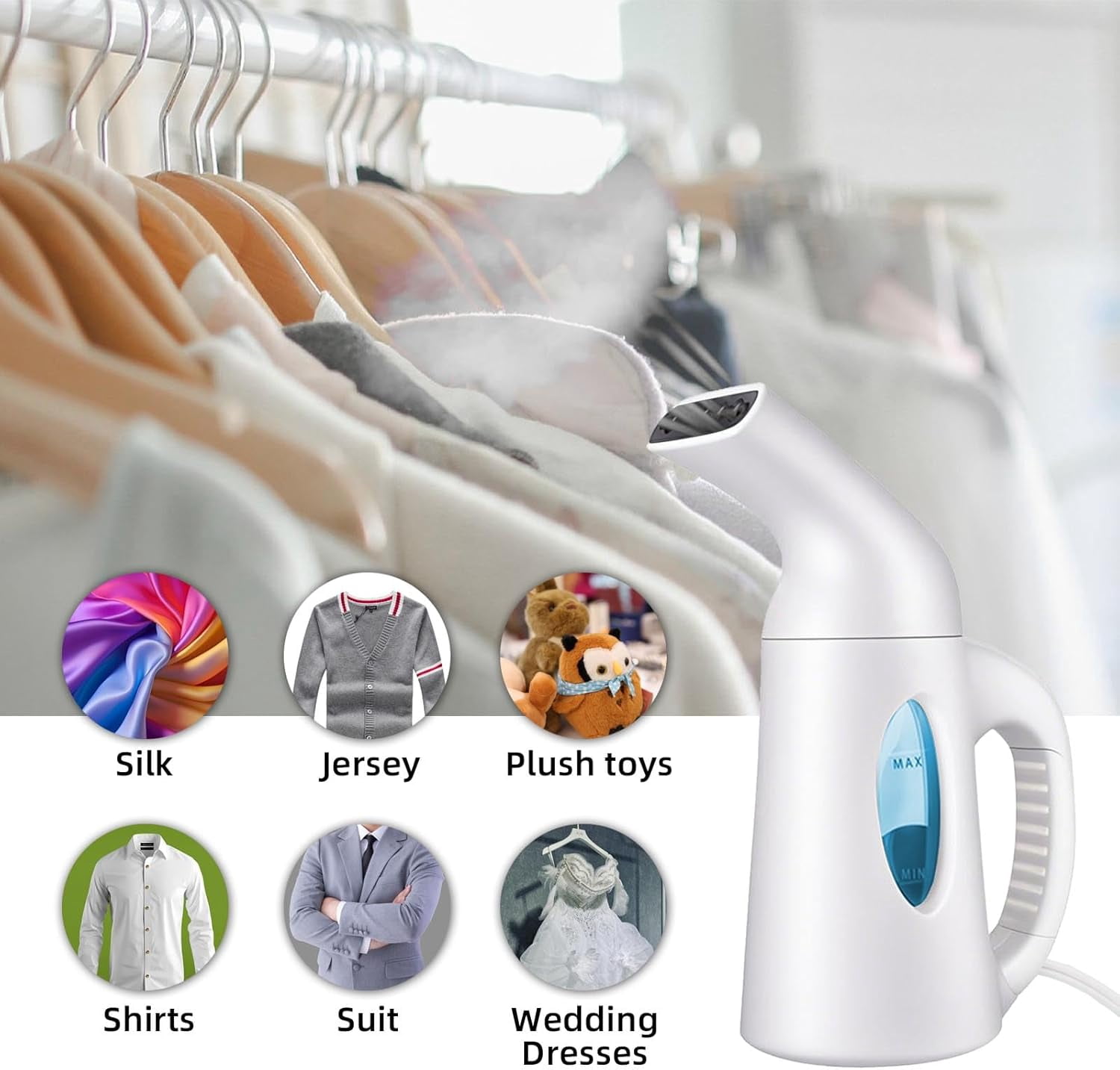 Garment steamer, portable handheld design, 240ml large capacity, 850W, releases powerful penetrating steam in 60 seconds to remove wrinkles, suitable for home and office (only applies to 110V)