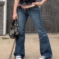 thumbnail image 4 of Women Denim Flared Pants Loose Low Waist Bell Bottom Trousers, 4 of 4
