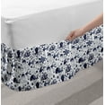 thumbnail image 2 of Nature Bed Skirt, Art Ornamental Nautical Creatures Underwater Life Octopus Fish Turtle Jellyfish, Elastic Bedskirt Dust Ruffle Wrap Around for Bedding Decor, 4 Sizes, Indigo White, by Ambesonne, 2 of 2