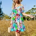 thumbnail image 3 of 2024 Watercolor splatter effect neon colors Dress prom clothes summer women's dress, 3 of 7