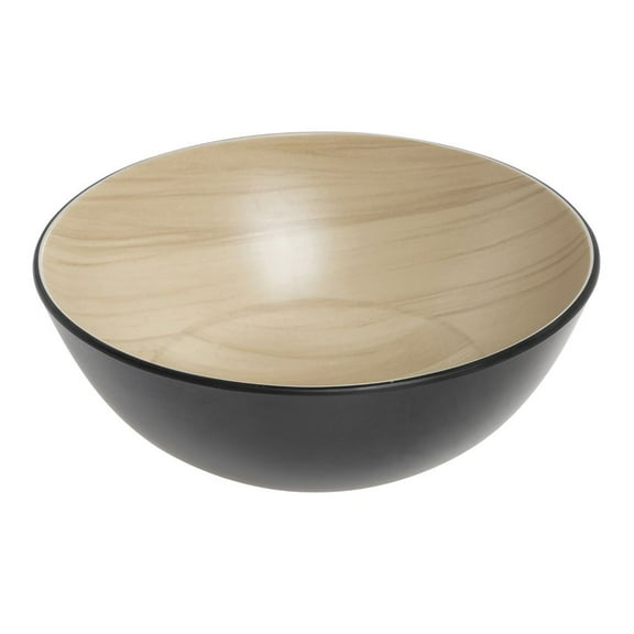 HUBERT® Black Melamine Serving Bowl with Light Wood Interior- 9 1/10" Dia