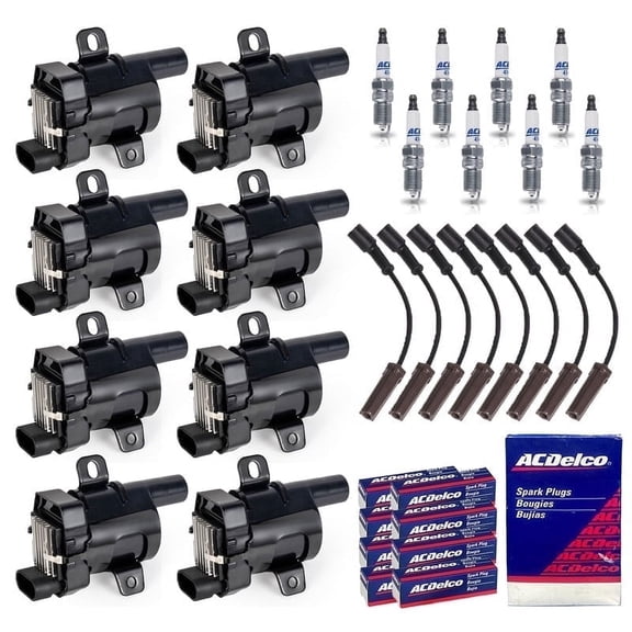 Set of 8 ISA Ignition Coil, Wireset and 8 ACDelco Spark Plugs Compatible with Chevrolet Escalade Avalanche 1500 Silverado 1500 2500 3500 GMC Sierra 1500 2500 Yukon Replacement for UF262 748HH 41-962
