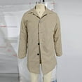 thumbnail image 3 of Button Down Trench Jackets for Men Casual Lightweight Solid Color Jackets Loose Fit Long Sleeve Outerwear, Beige, L, 3 of 8