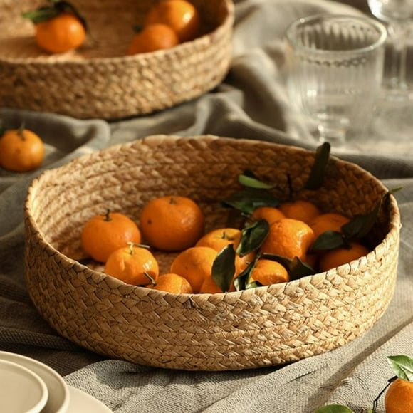 AMERTEER Straw Baskets Rattan Basket Storage Shelves Fruit Basket for Kitchen Wicker Storage Basket Small Wicker Basket Woven Basket Wall Decor for Organizing