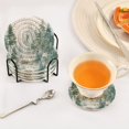 thumbnail image 7 of 6 Pcs Drink Coasters with Holder 3.94in Woven Coasters for Drinks Green Snowy Forest Scene Coaster Set for Protection Table, 7 of 7