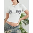 thumbnail image 6 of Yunliwuli Women Short Sleeve Tops Fashion Print Summer T-Shirt Casual Pullovers for Streetwear Aesthetic Grunge Clothes, 6 of 10