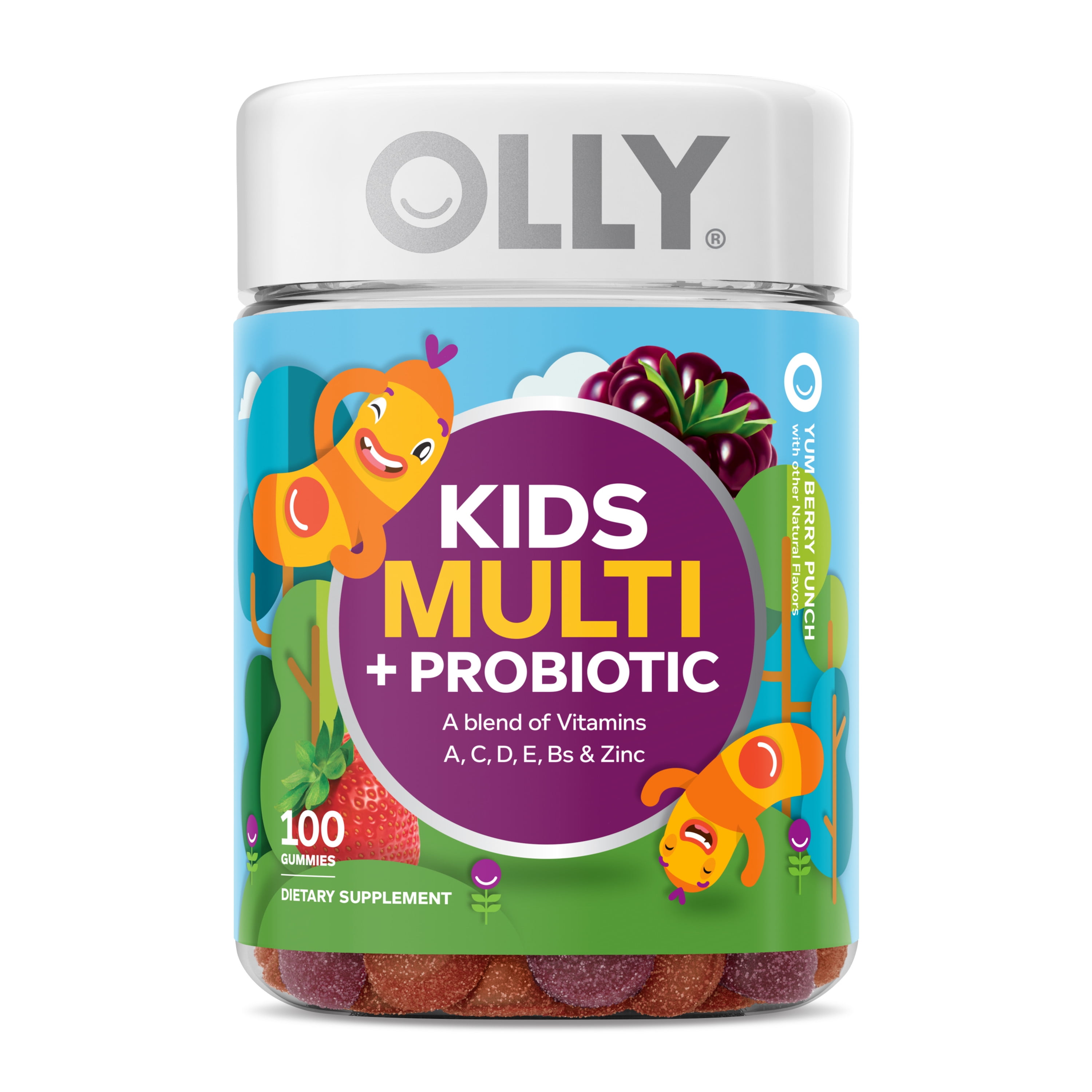 OLLY Kids Multivitamin + Probiotic Gummy, Vitamin A, C, D, E, B, Zinc, 100 Ct