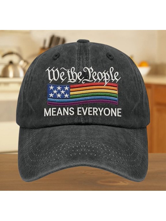 We the People Means Everyone Hat,2026 New Embroidered Gay Pride Month Baseball Cap,Adjustable Vintage Hat for Men Women