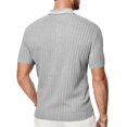 thumbnail image 4 of Dwelliawo Men's Polo Shirts Casual Summer Knit Textured Short Sleeve Shirt Beach Vacation Stretchy Golf Shirts Light Gray 2xL, 4 of 4