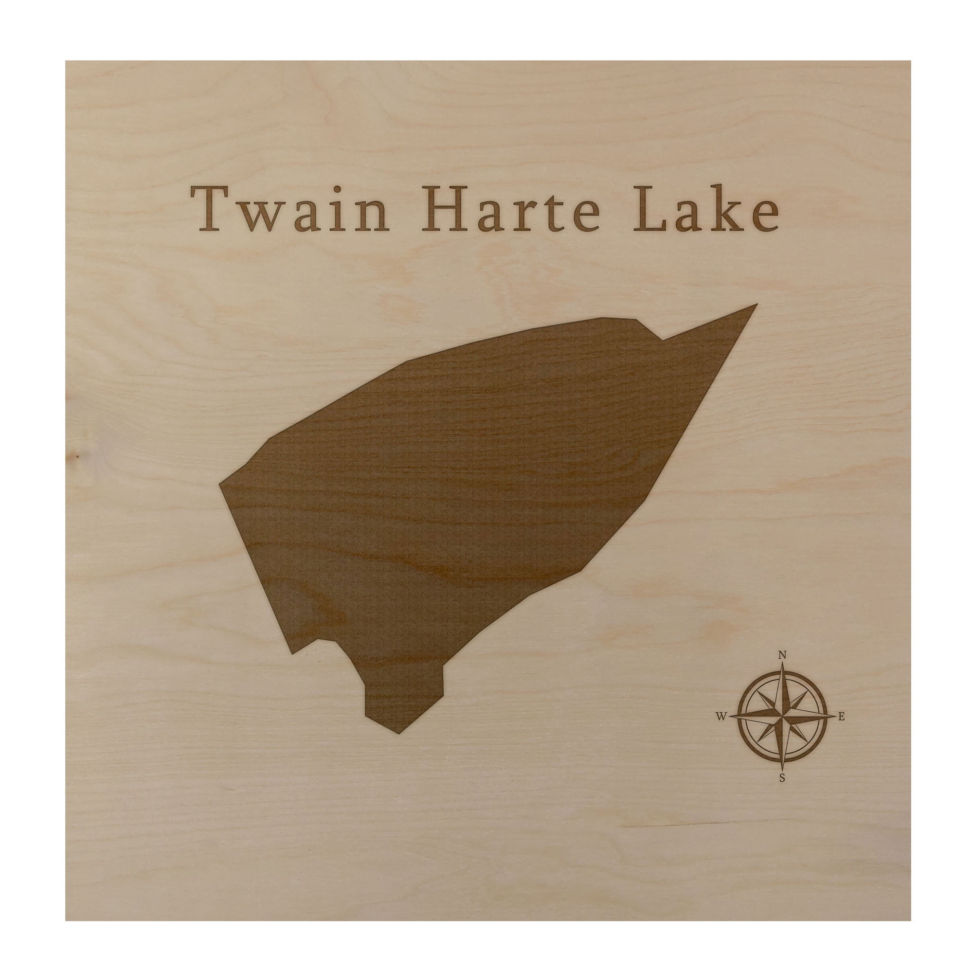 Twain Harte Lake Map 12x12" Birch Wood Wall Art Office Decor Gift