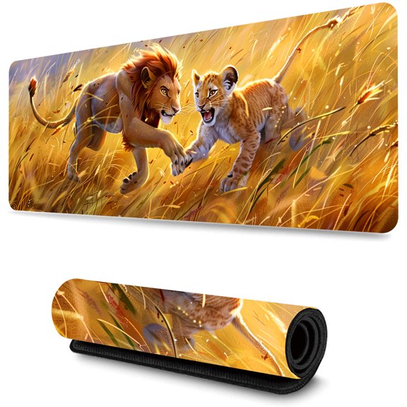 WISHTIME Desk Pad Protector, Mouse Pad, Office Desk Mat, Non-Slip Rubber Desk Blotter, Laptop Desk Pad, Waterproof Desk Writing Pad for Office and Home (31.5" x 11.8" x 0.08)Golden