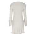 thumbnail image 4 of Oplxuo Sweater Dresses for Women Elegant Scoop Neck Long Sleeve Pullover Casual Knitted A-Line Mini Dress, 4 of 5