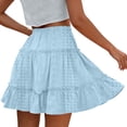 thumbnail image 5 of Women's High Waisted Mini Skirt Tiered Eyelet Lace Ruffle Hem A-Line Flared Skirt Lightweight Breathable Boho Style Summer Beach Skirt for Party Club Daily Wear, 5 of 6