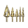 thumbnail image 1 of Juego De 5 Brocas Escalonada De Acero Hss Para Madera Metal Malubero Dorado, 1 of 5