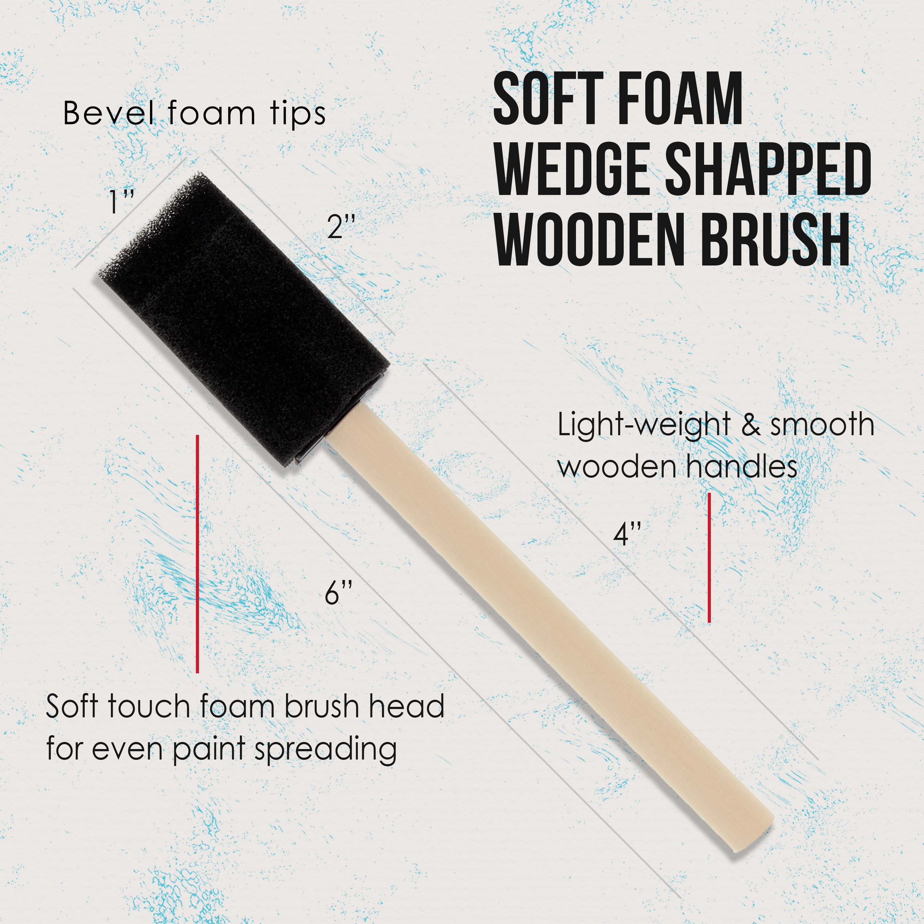 U.S. Art Supply 1 inch Foam Sponge Wood Handle Paint Brush Set (Full Case of 600 Brushes) - Lightweight, Durable and Great