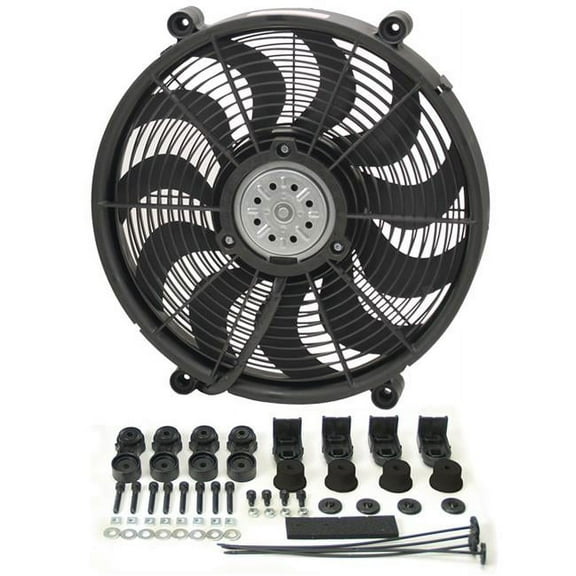 DERALE 16217 17 In. High Output Single Rad Pusher & Puller Fan With Premium Mount Kit