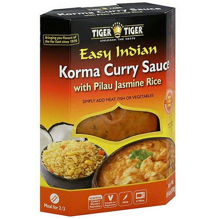Tiger Tiger Korma Curry Sauce with Pilau Jasmine Rice, 19.4 oz (Pack of 6)