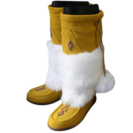 

Women s Retro Fashion Plush Ball Warm Handmade Snow Boots Flat Shoes New
