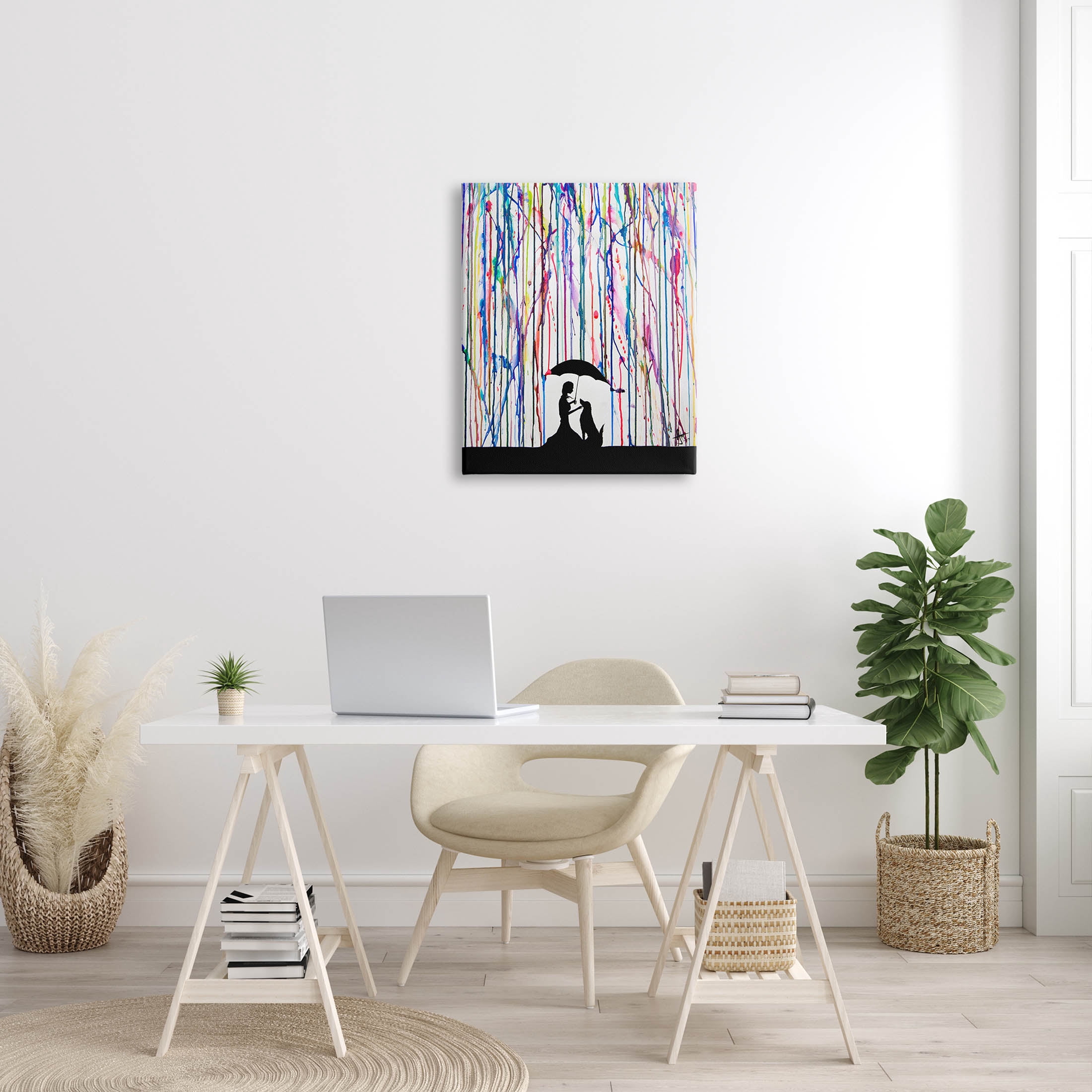Modern Vivid Drip Silhouette Couple Abstract Graphic Art Gallery Wrapped Canvas Print Wall Art