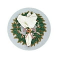 thumbnail image 4 of Holly Berry Bead Embroidered PlacematColor: White, Red & GreenSize: 13.5" RoundSet of 2, 4 of 5