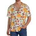 thumbnail image 7 of Lsque Hearts And Autumn Leaves print Men's Cuban Collar Short Sleeve Shirt Summer Beachwear Casual Button Down Fashionable Vacation Leisure Shirt-XX-Large, 7 of 7