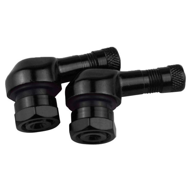Adaptador de válvula de ángulo de grado de boquilla de gas de motocicleta de aluminio CNC de 2 piezas Negro