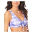 thumbnail image 3 of CALIFORNIA WAVES Women's Purple Tie Dye Stretch Cinch-Front Removable Cups Adjustable Tie High Tide Bralette Swimsuit Top XL, 3 of 4