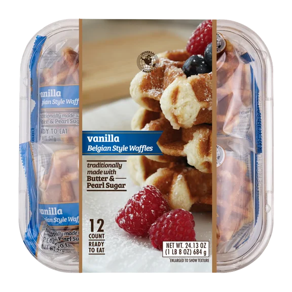 Universal Bakery Belgian Style Waffles, Vanilla, 2 oz, 12 ct
