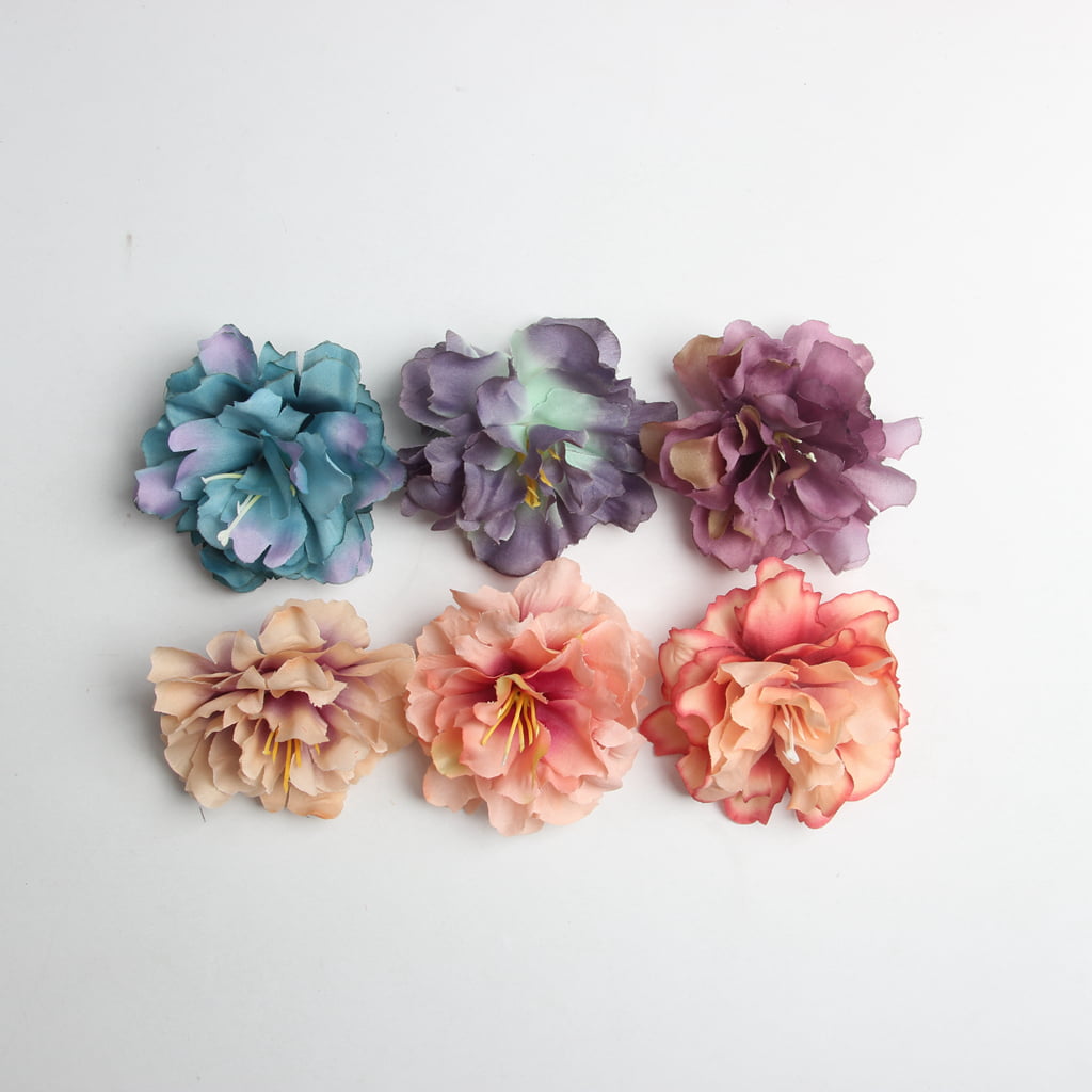 10x European Style Artificial Silk Peony Flower Heads Embellishment Applique 9cm 