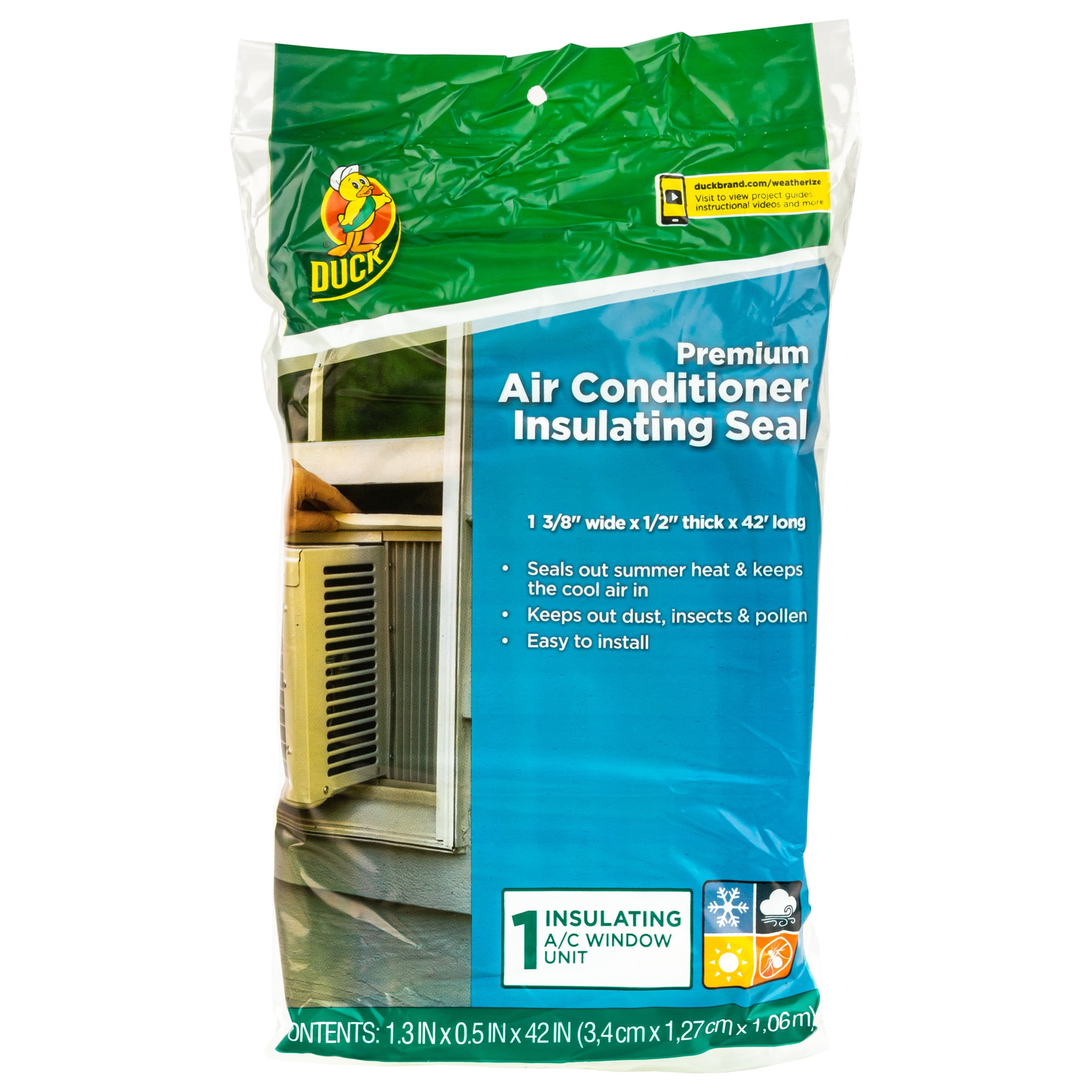 Duck Window Air Conditioner Foam Insulating Seal, 1.38 in. x .5 in. x 42 in.