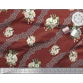 thumbnail image 2 of Soimoi Red Poly Georgette Fabric Camellias & Ranunculus Floral Print Fabric by the Yard 52 Inch Wide, 2 of 3
