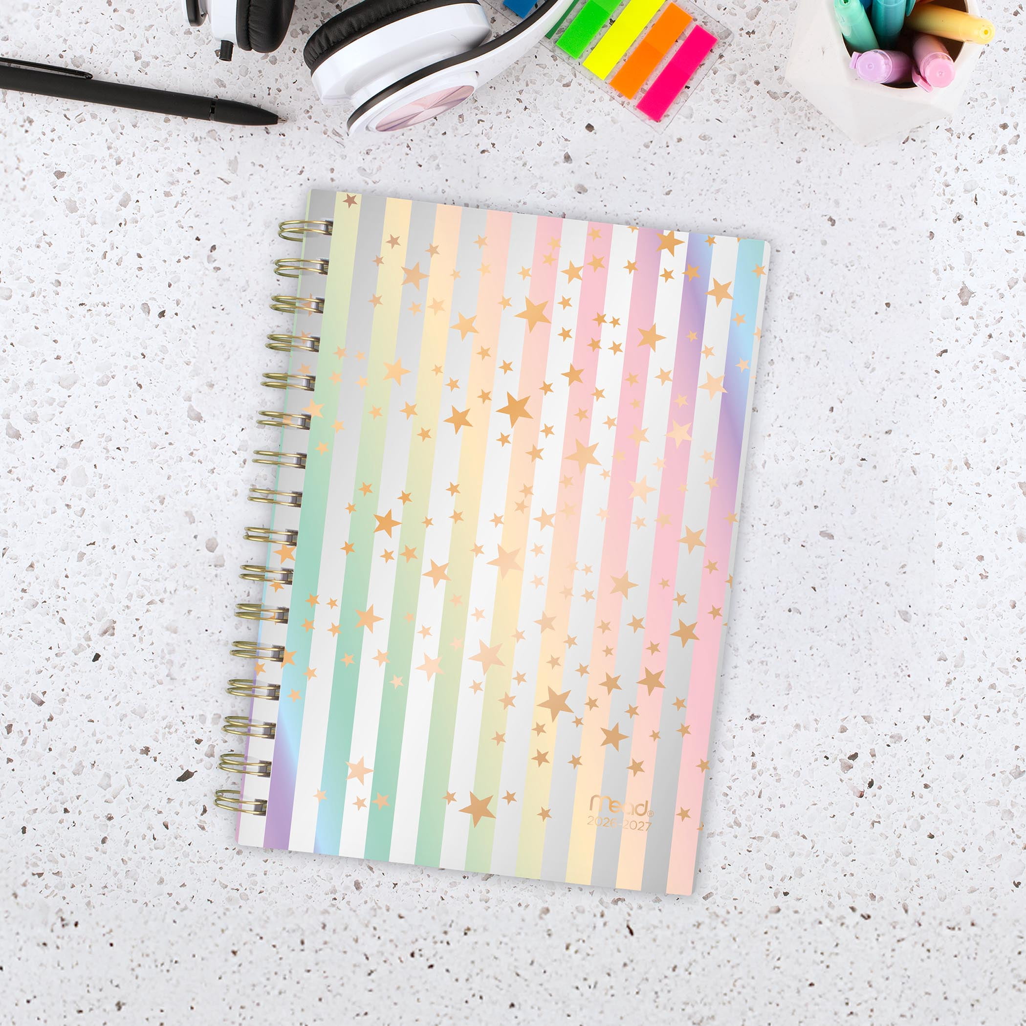 2026-2027 Mead Fun Stripes Small Weekly and Monthly Academic Year Planner