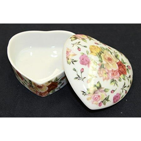 Beauticom Heart Shaped Glass Stacking Dish with Flower Pattern