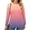 Pink, variant on Women's Plus Size Round Neck Raglan Sleeve Ombre Print Belted Long Sleeve T-Shirt for Casual Outfit and Weekend Wear,Black,L