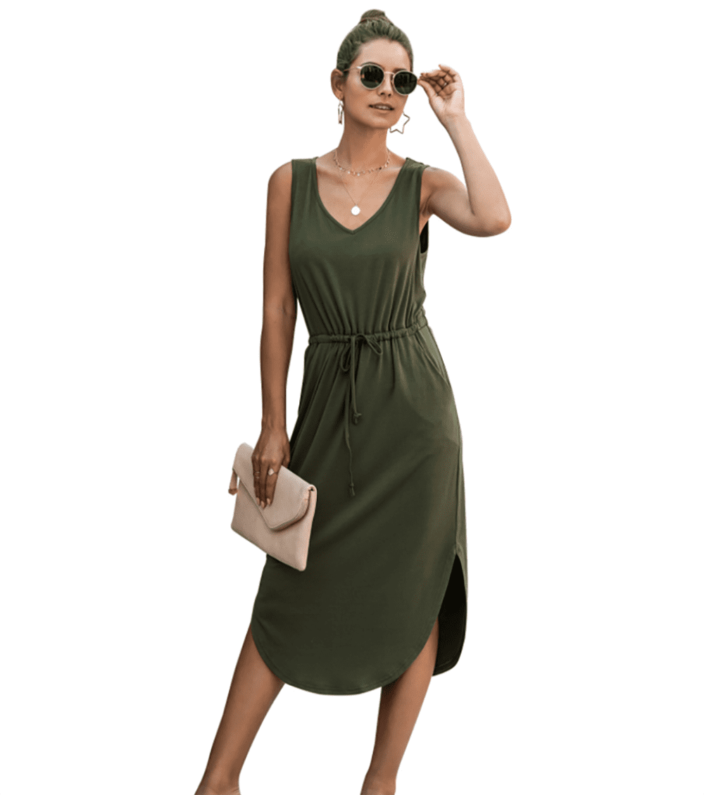 black midi vest dress