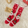 thumbnail image 2 of Lovskoo Women Unisex Christmas Gifts Coral Velvet Socks Casual Winter Warm Cotton Knit Soft Mid-Calf Socks Red, 2 of 4